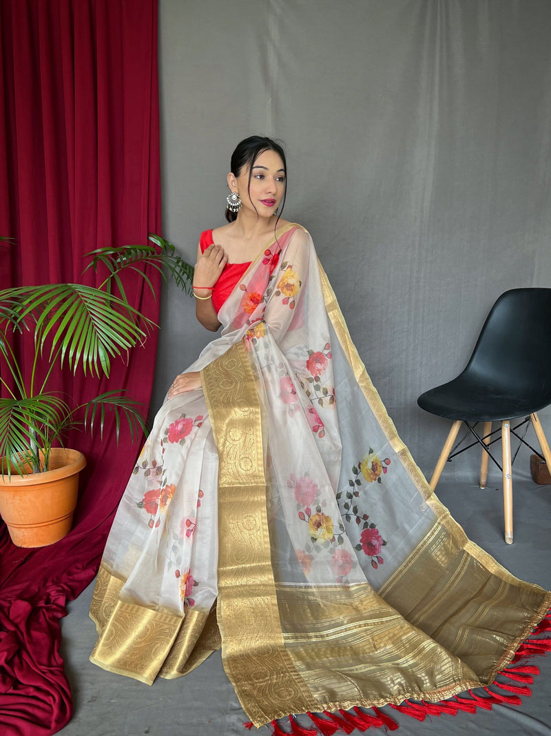 Buy White Sarees for Women by VEERAX Online | Ajio.com