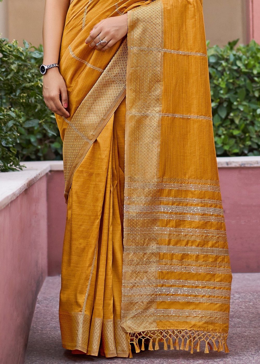 Buy MySilkLove Brandy Punch Yellow Zari Woven South Silk Saree Online