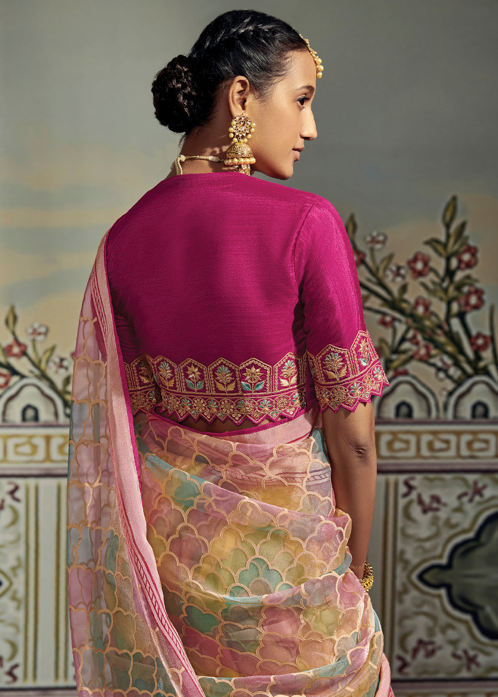 Buy MySilkLove Blush Pink Woven Soft Silk Saree with Embroidered Blouse Online