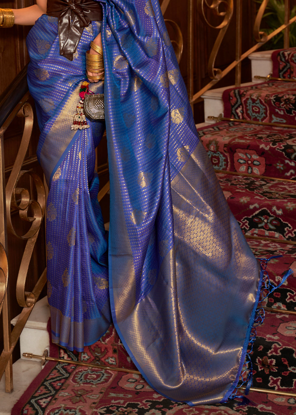 Buy MySilkLove Midnight Blue Zari Woven Banarasi Saree Online