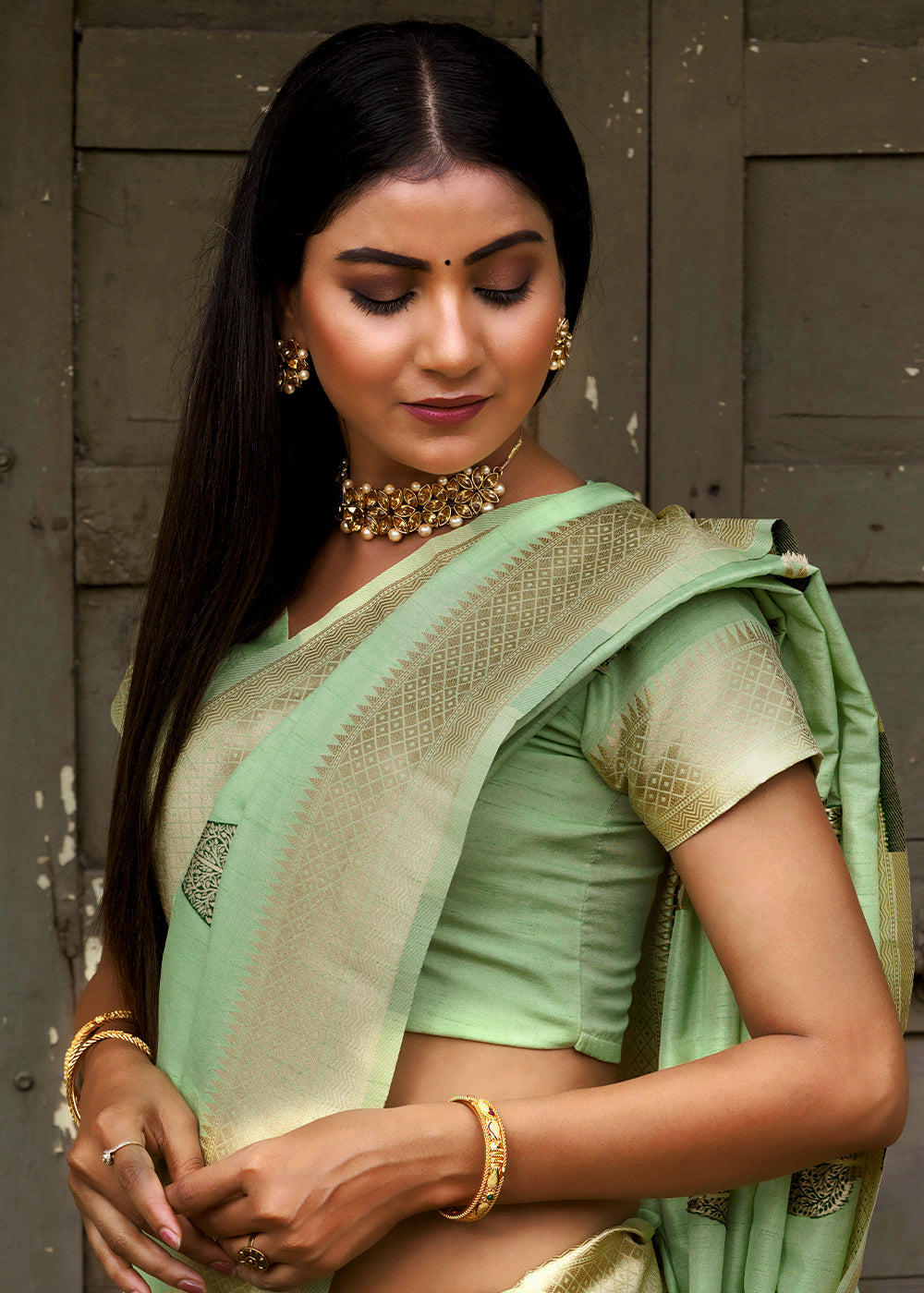 MySilkLove Sprout Green Banarasi Saree