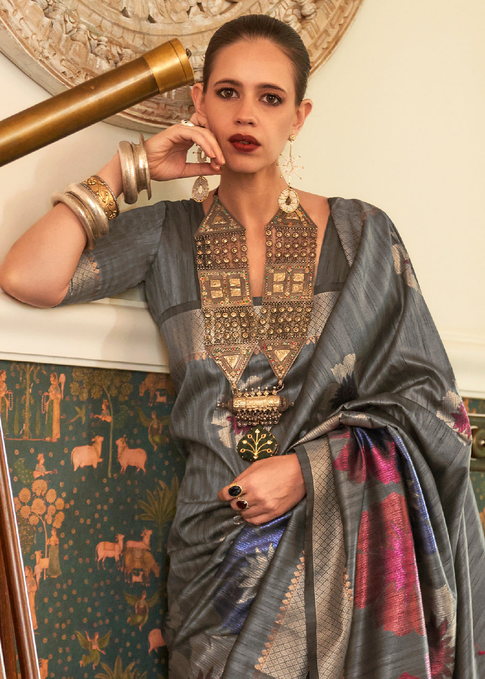 Buy MySilkLove Chicago Grey Woven Handloom Banarasi Silk Saree Online