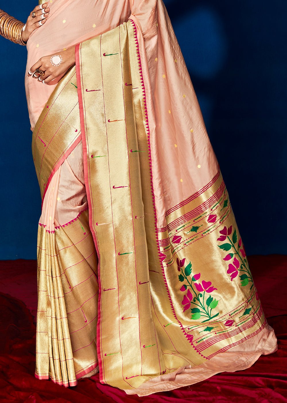 Buy MySilkLove Plum Peach Woven Paithani Silk Saree Online