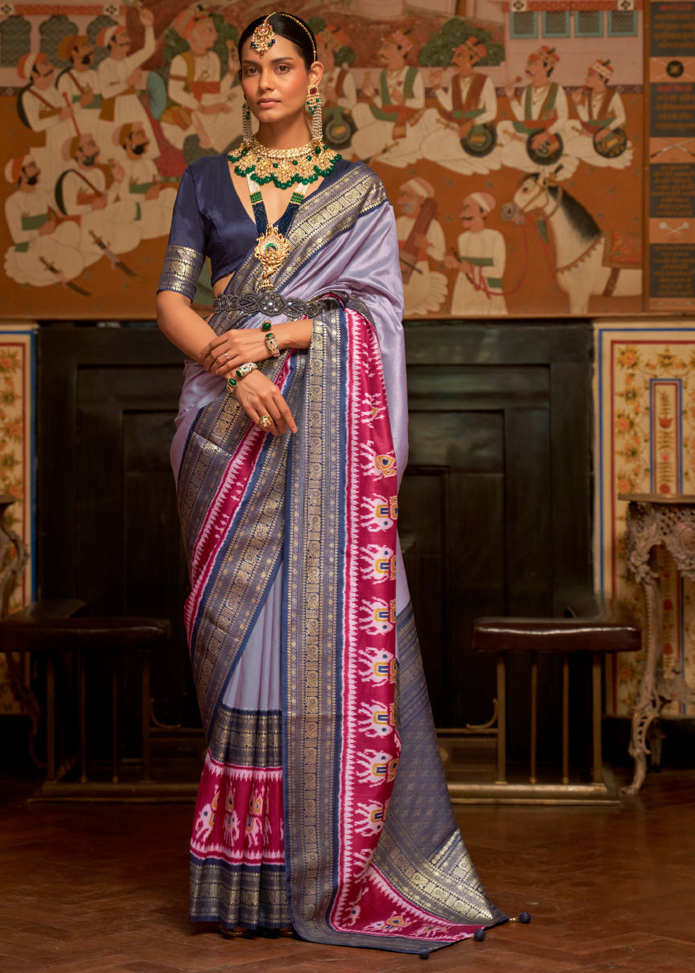 Buy MySilkLove Maverick Purple and Blue Banarasi Patola Saree Online