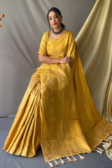 Ronchi Yellow Woven Art Silk Saree
