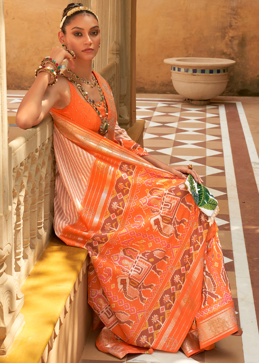 MySilkLove Mandarin Orange Patola Silk Saree