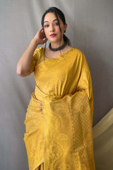 Ronchi Yellow Woven Art Silk Saree