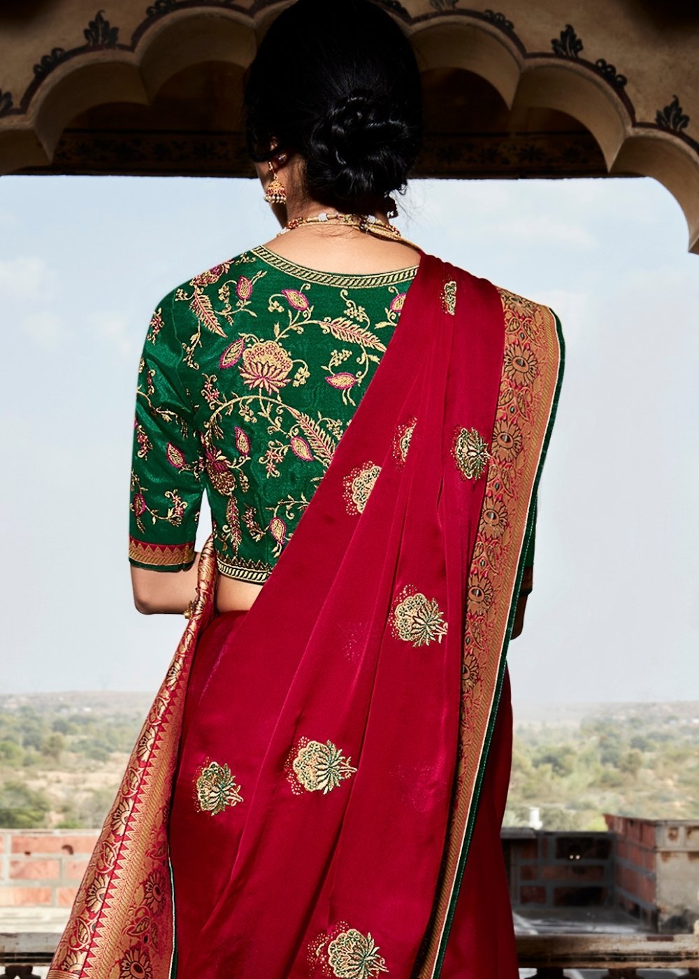 Buy MySilkLove Roof Red  Zari Woven Banarasi Silk Saree Online