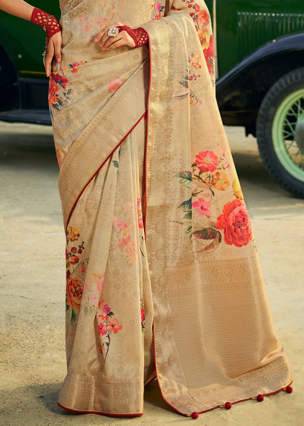 Buy MySilkLove Brass Brown Handloom woven Saree Online