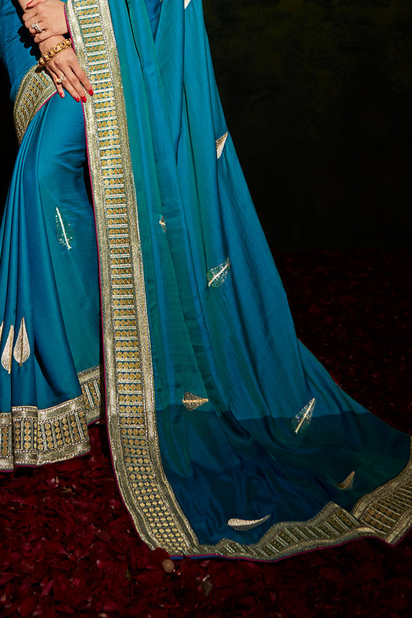 Buy MySilkLove Malachite Blue and Pink South Silk Saree Online