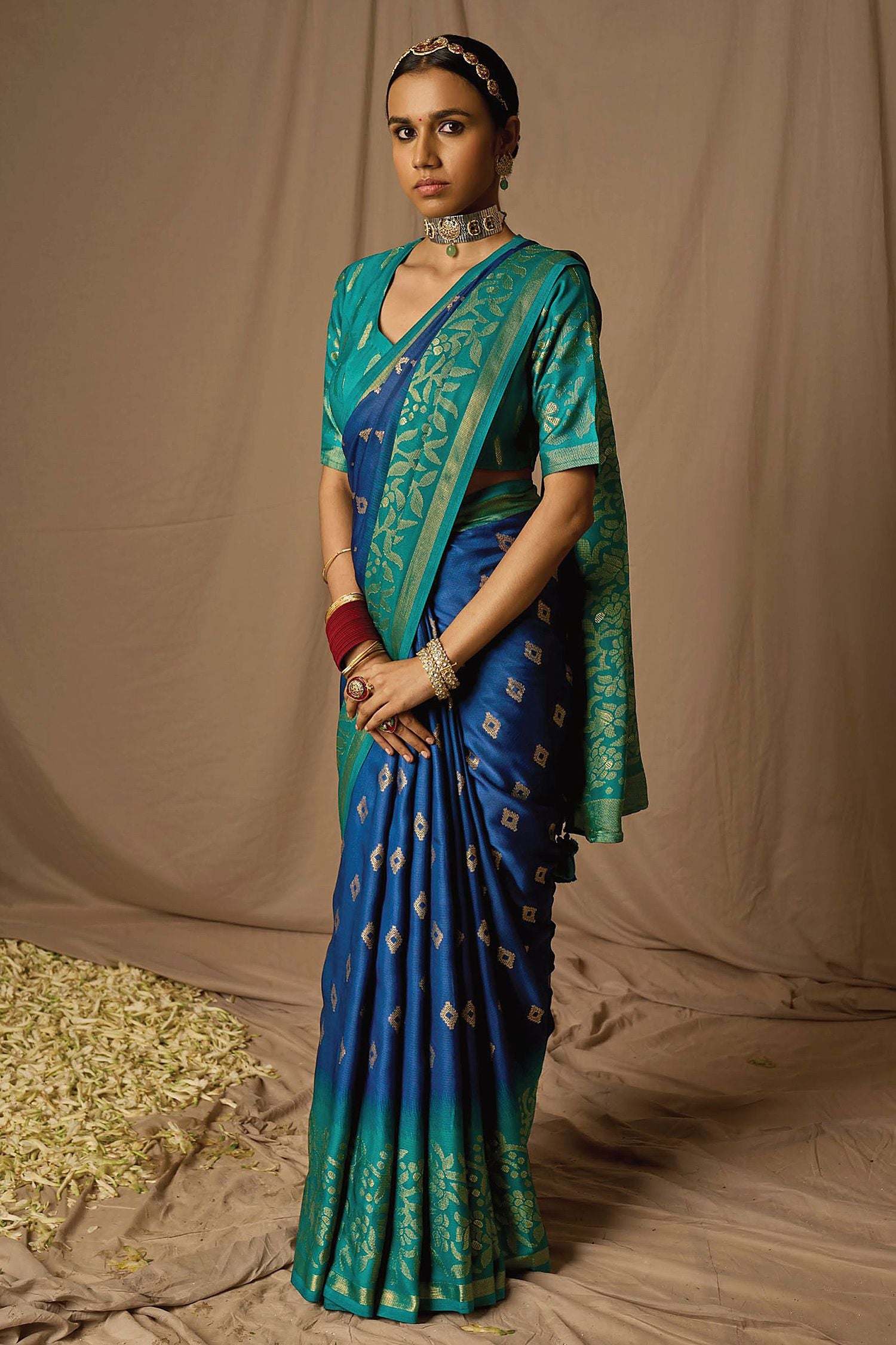 Buy MySilkLove Bdazzled Blue Woven Banarasi Silk Saree Online