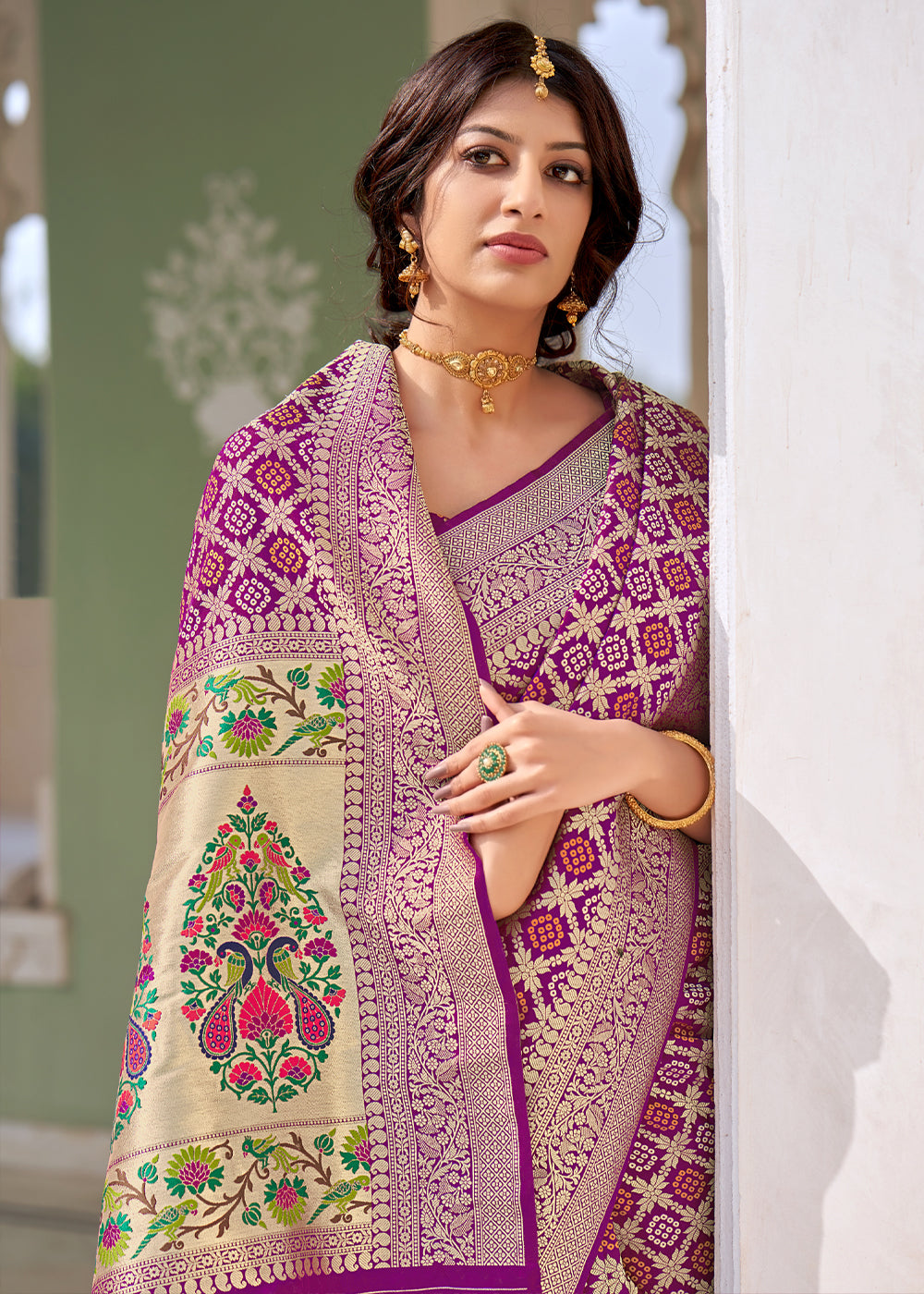 Buy MySilkLove Cannon Purple Zari Woven Banarasi Brocade Saree Online