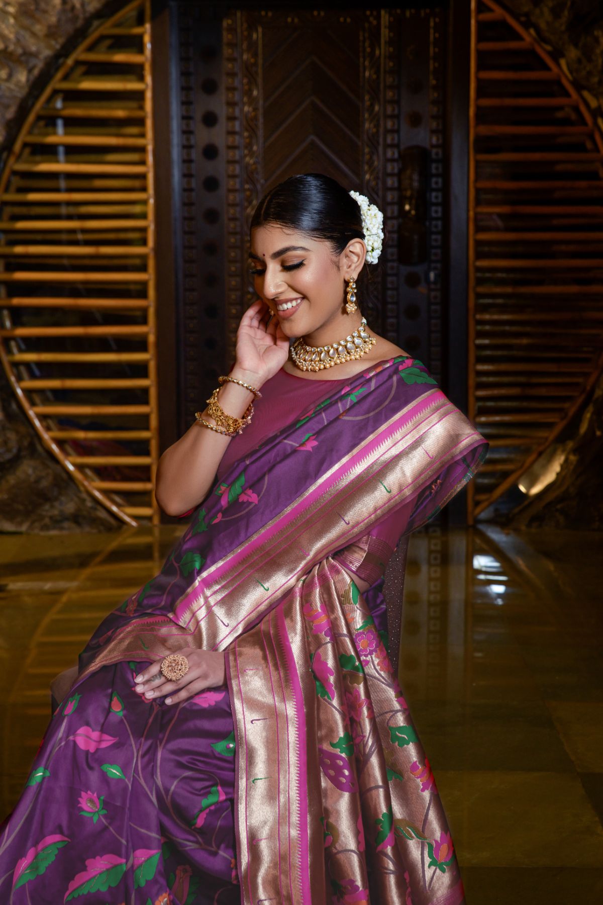 Buy MySilkLove Rose Quartz Purple Banarasi Paithani Silk Saree Online