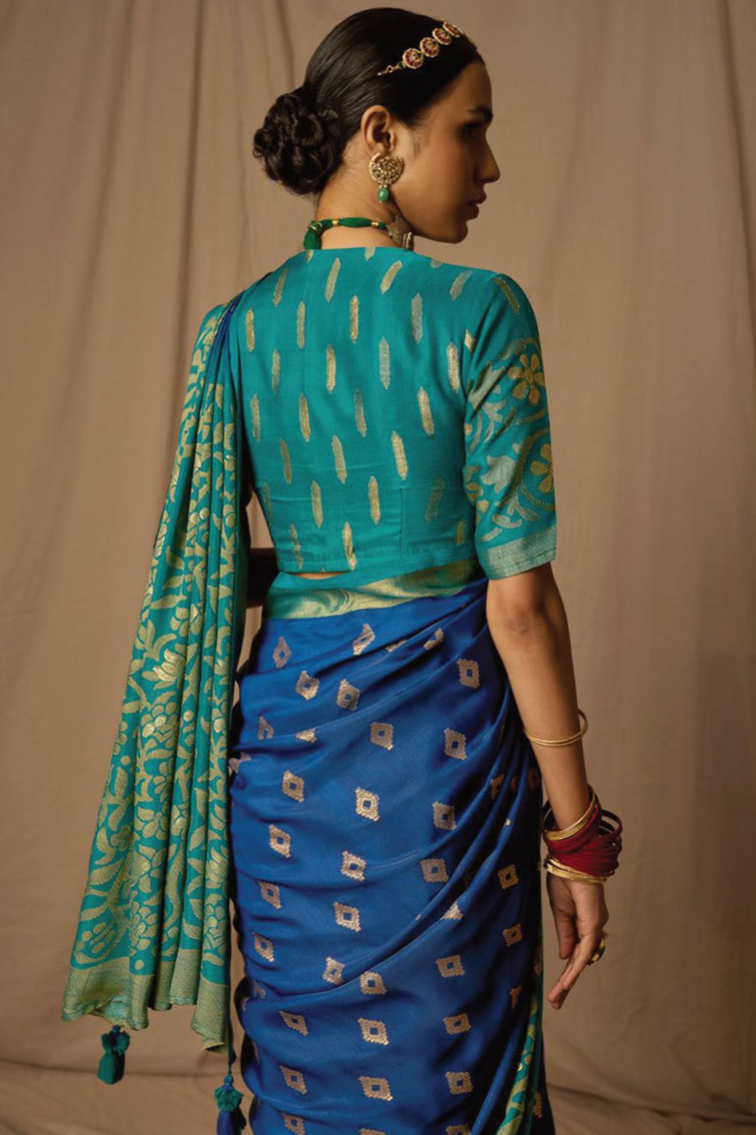 Buy MySilkLove Bdazzled Blue Woven Banarasi Silk Saree Online