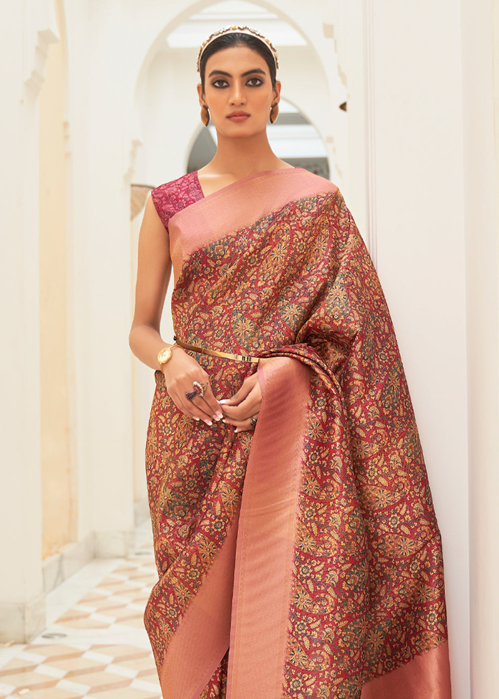 Buy MySilkLove Tosca Brown Digital Print Saree Online