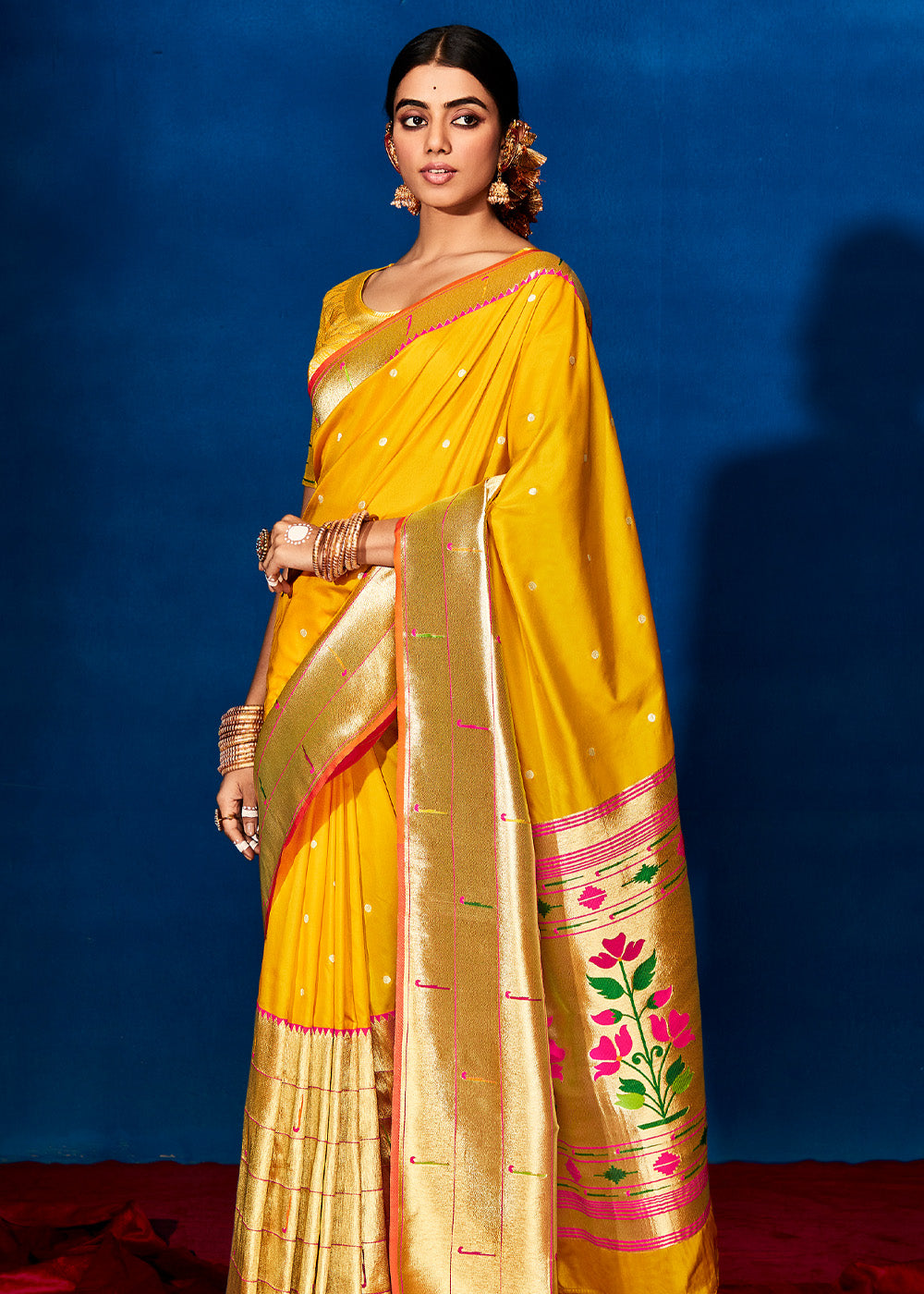 Buy MySilkLove Selective Yellow Woven Paithani Silk Saree Online