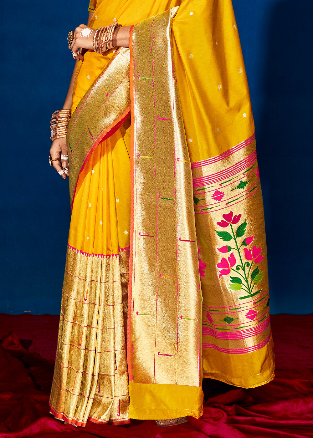 Buy MySilkLove Selective Yellow Woven Paithani Silk Saree Online