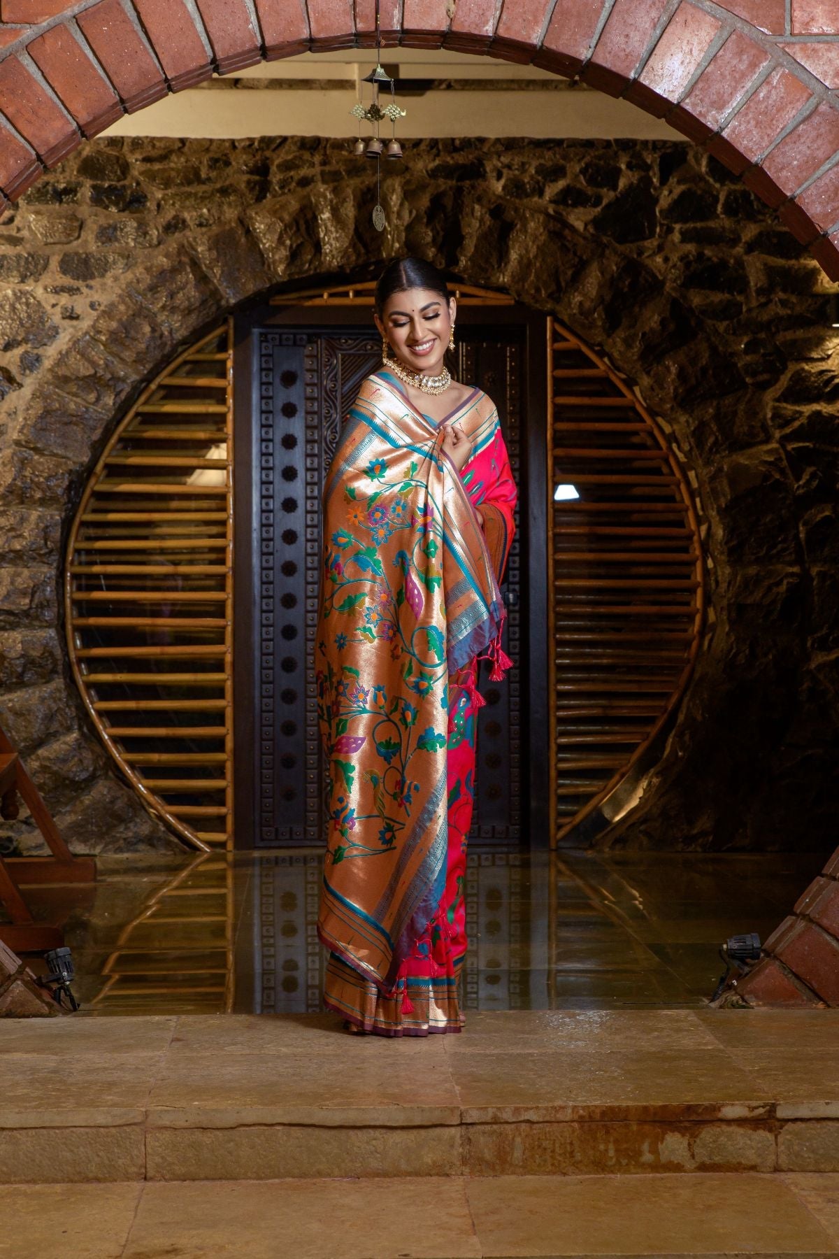 Buy MySilkLove Scarlet Red Banarasi Paithani Silk Saree Online