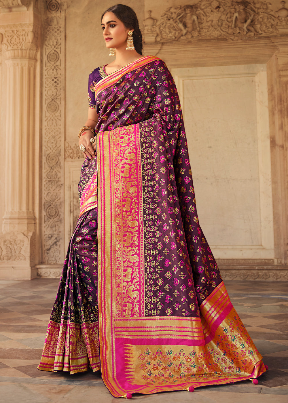 Buy MySilkLove Livid Purple Zari Woven Banarasi Saree with Designer Blouse Online