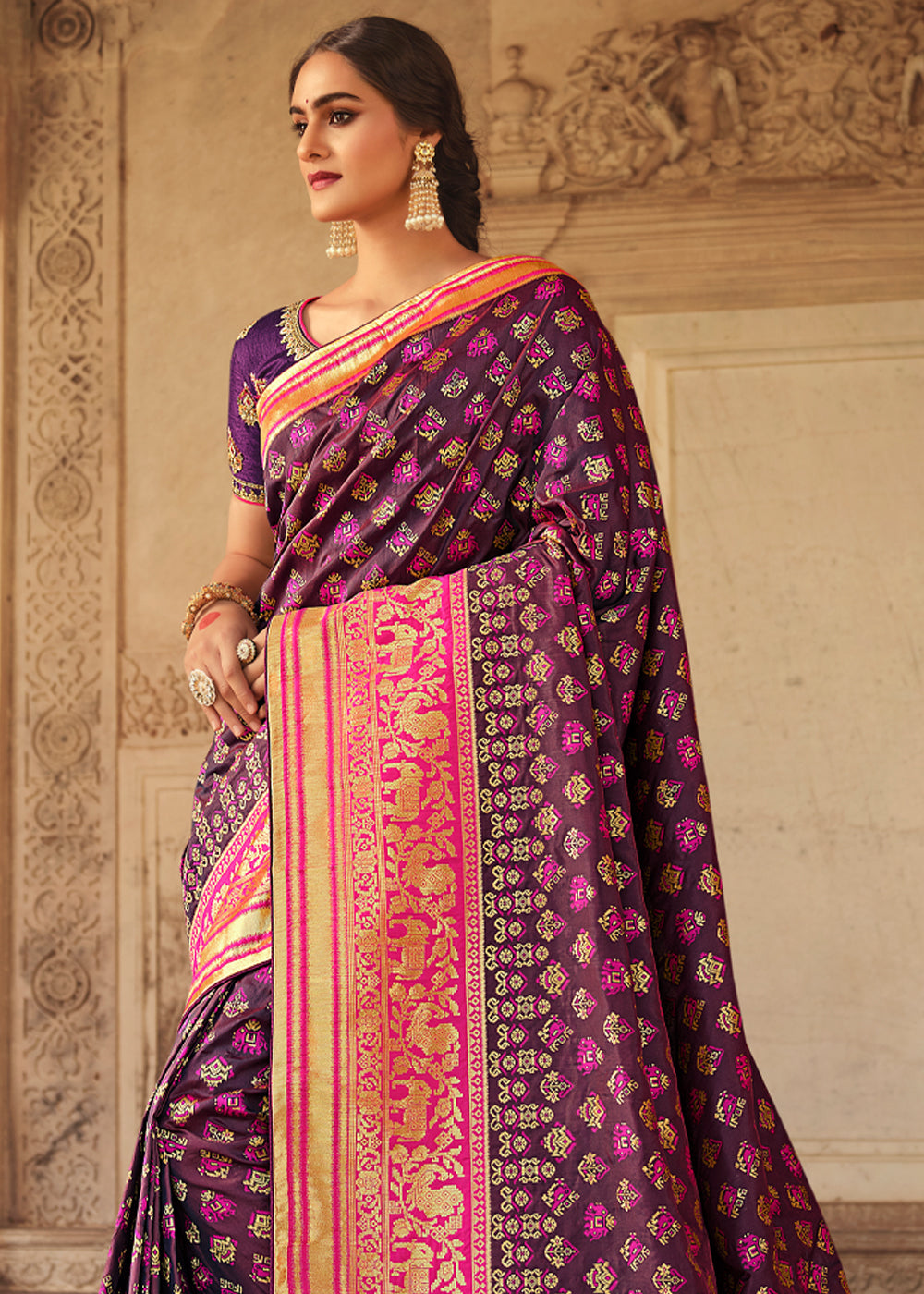 Buy MySilkLove Livid Purple Zari Woven Banarasi Saree with Designer Blouse Online