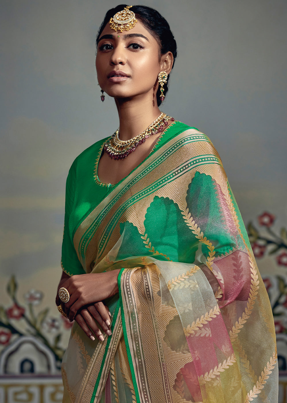 Buy MySilkLove Multicolor Woven Soft Silk Saree with Embroidered Blouse Online