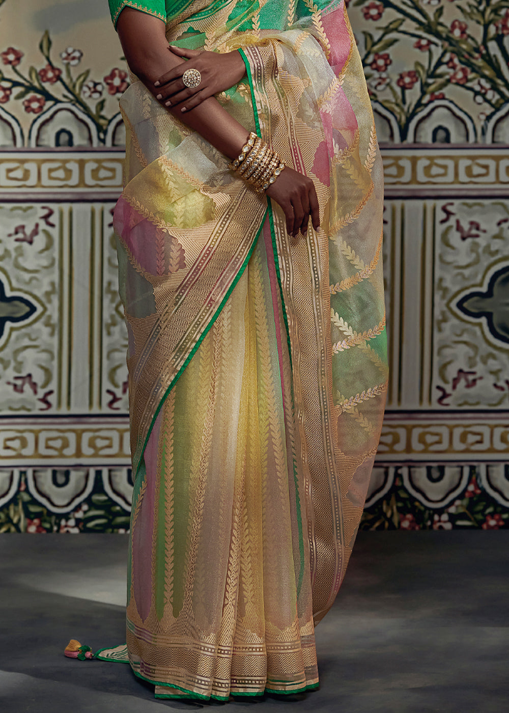 Buy MySilkLove Multicolor Woven Soft Silk Saree with Embroidered Blouse Online