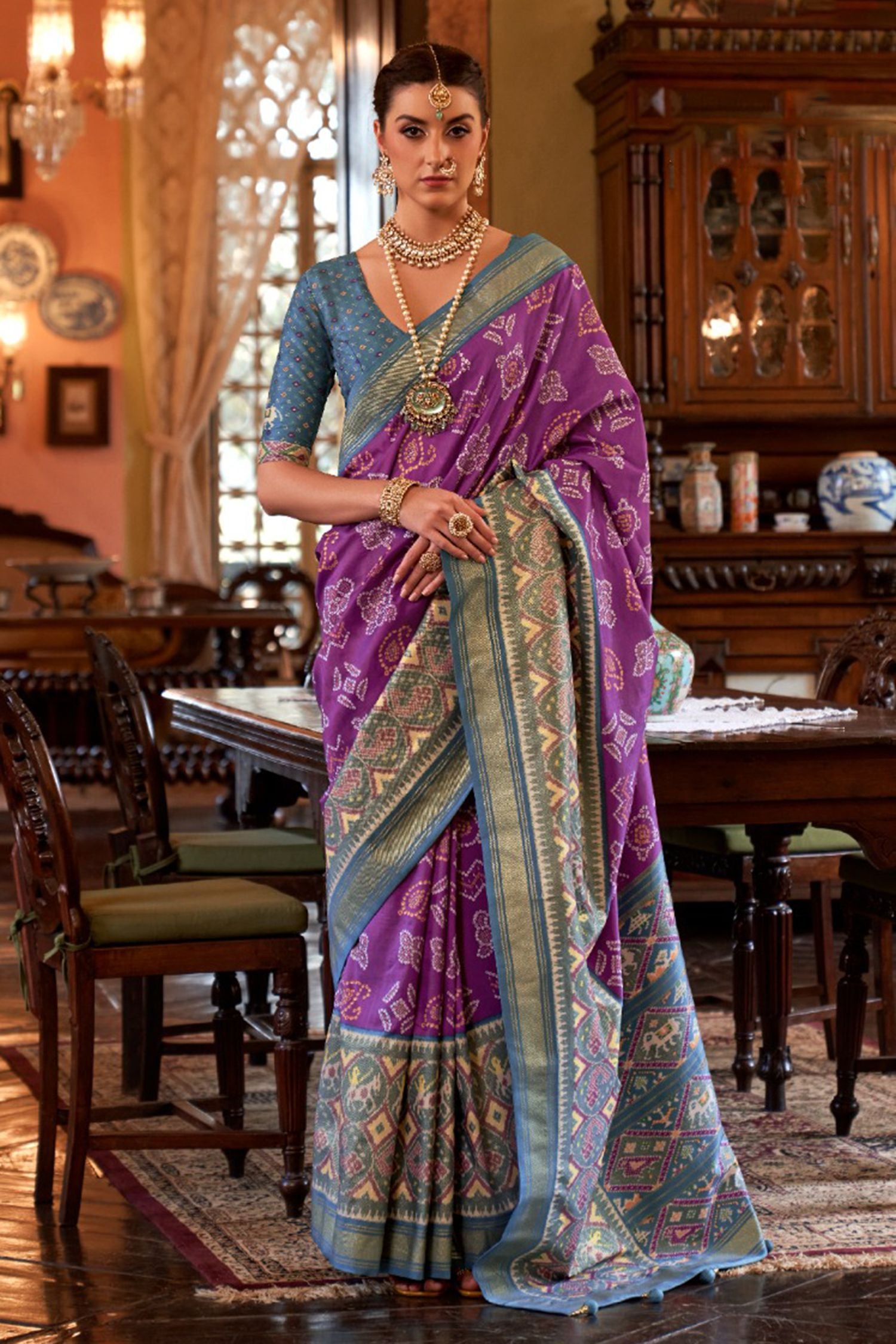 Buy MySilkLove Pearly Purple Woven Patola Silk Saree Online