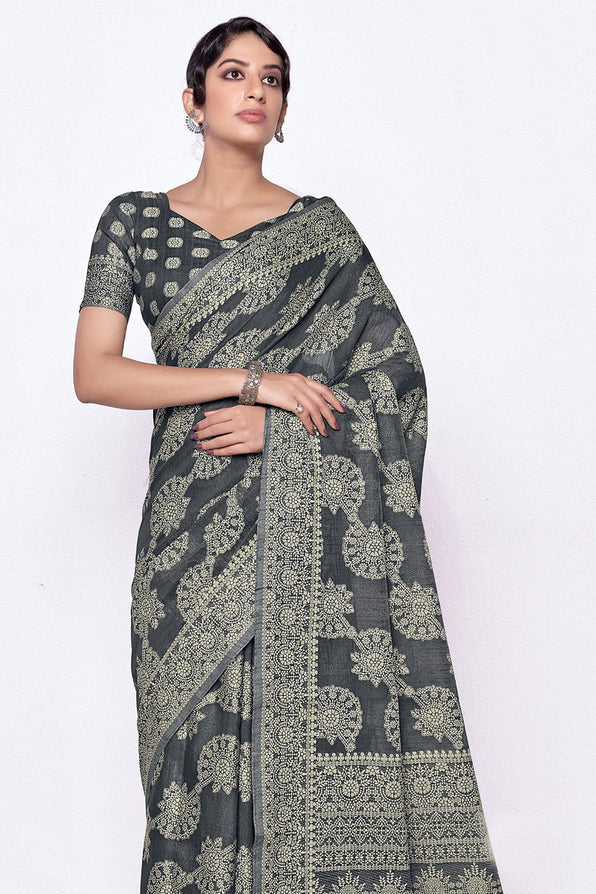 MySilkLove Mid Grey Cotton Saree