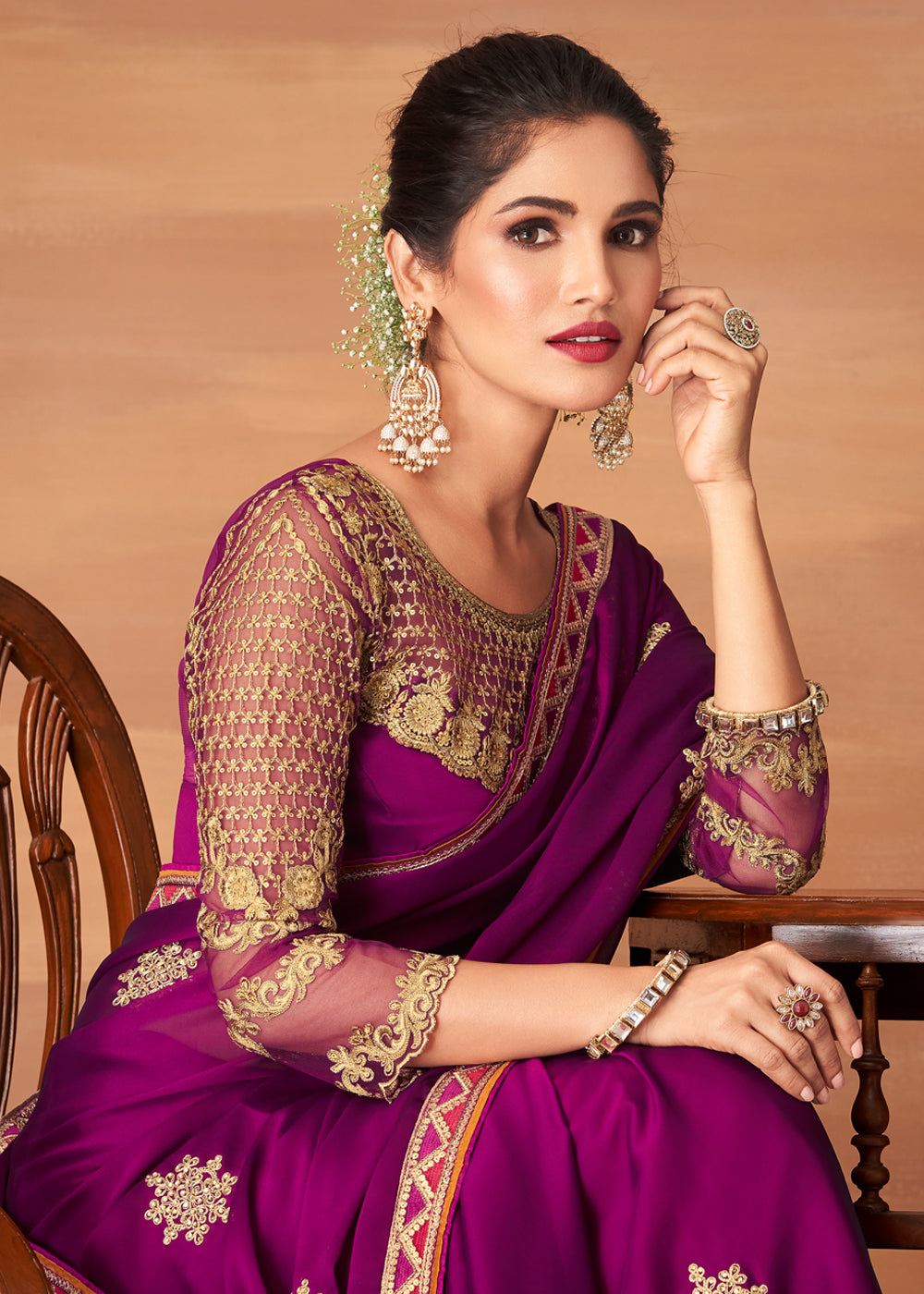 MySilkLove Camelot Purple Designer Saree with Embroidered Blouse