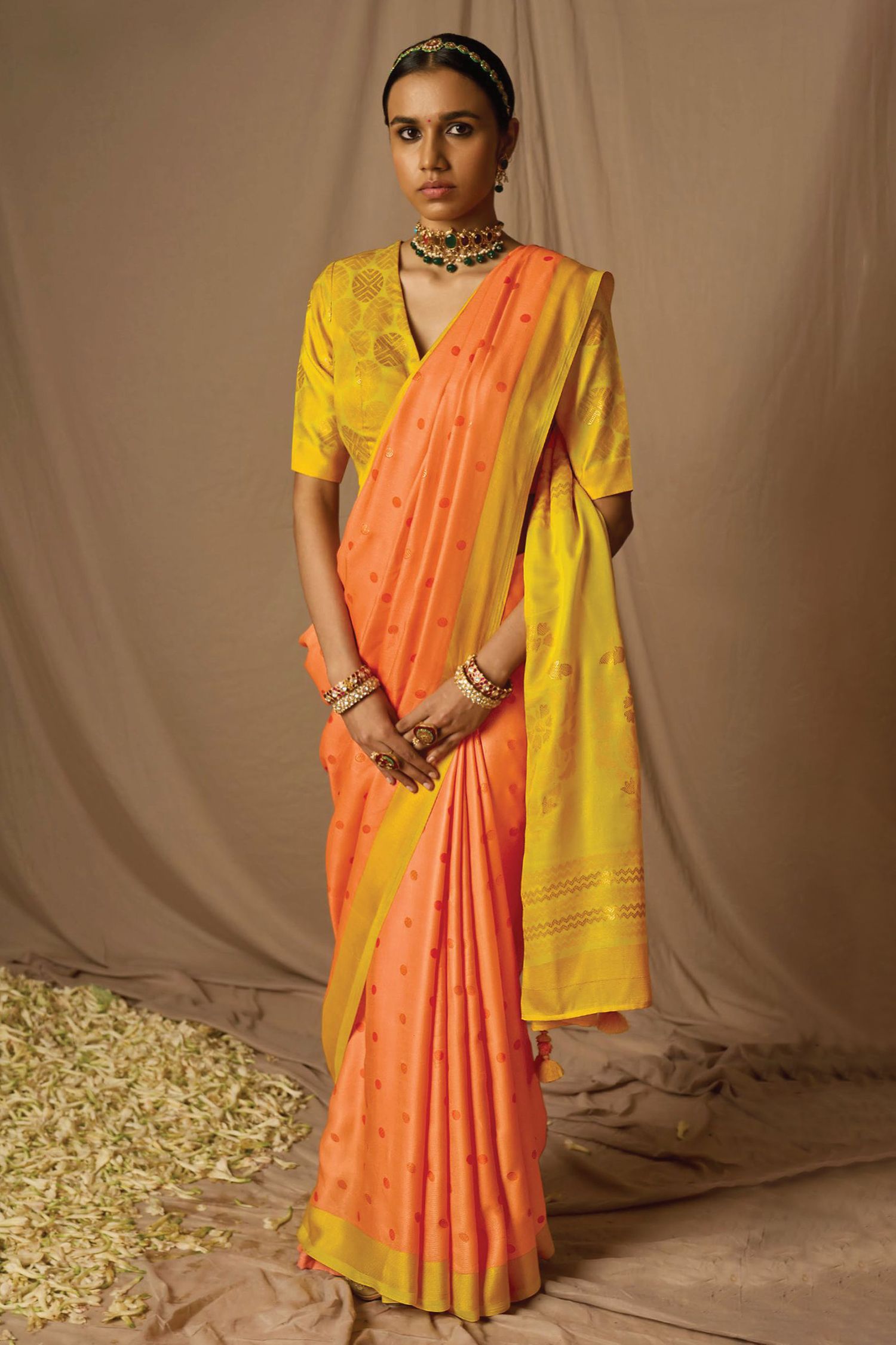 Buy MySilkLove Tangerine Orange Woven Banarasi Silk Saree Online