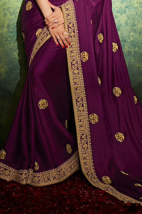 Buy MySilkLove Sugar Purple and Yellow South Silk Saree Online