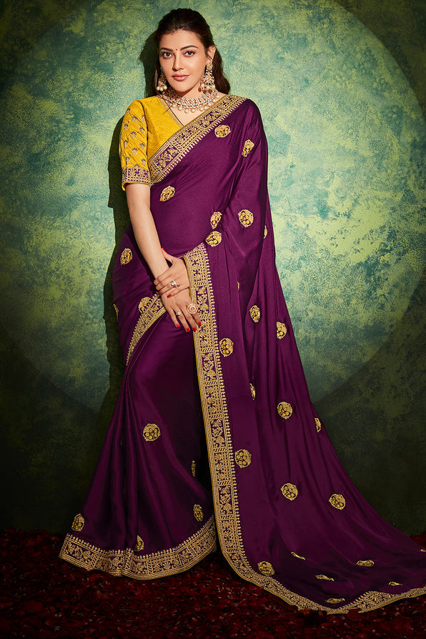 Buy MySilkLove Sugar Purple and Yellow South Silk Saree Online