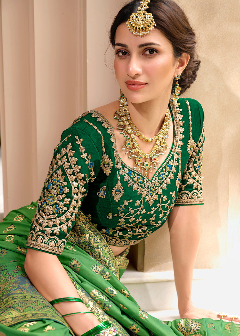 Buy MySilkLove Aqua Green Woven Designer Banarasi Silk Saree Online