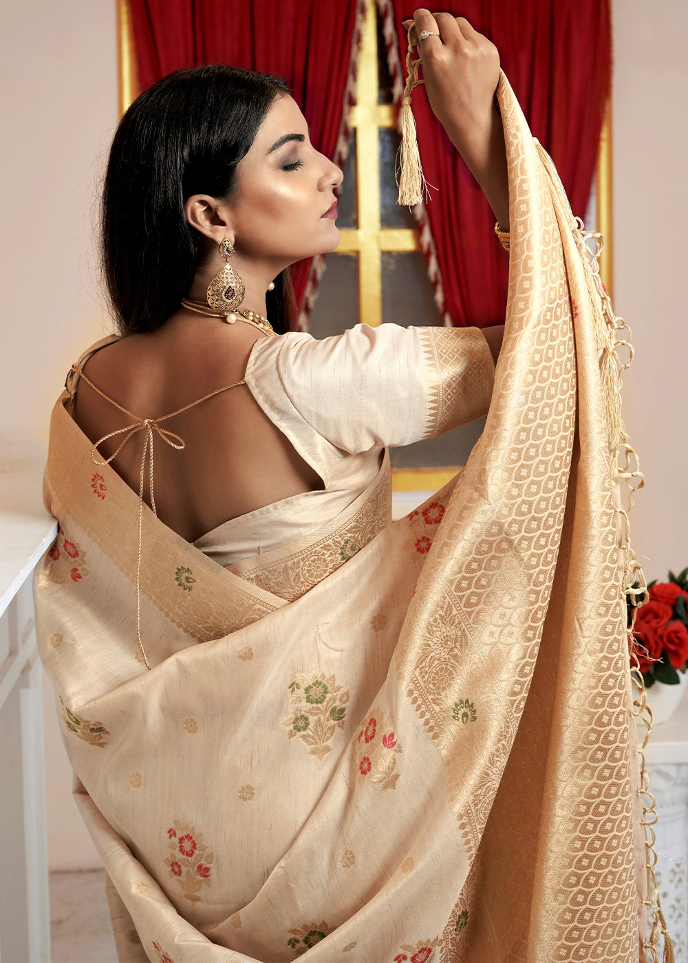 MySilkLove Hampton Cream Banarasi Saree