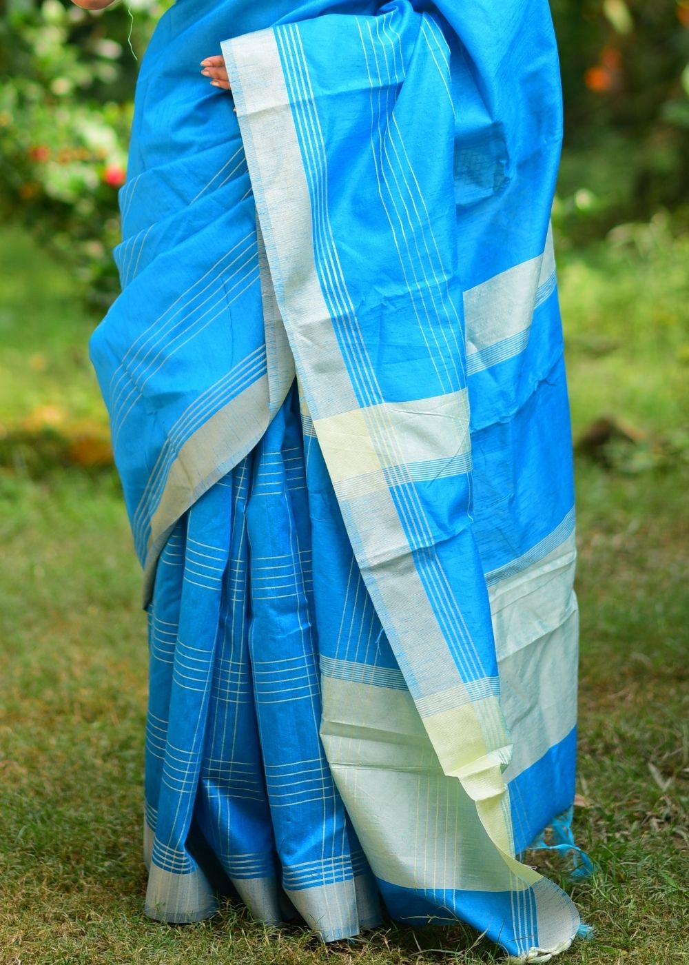 Buy MySilkLove Picton Blue Banarasi Raw Silk Saree Online