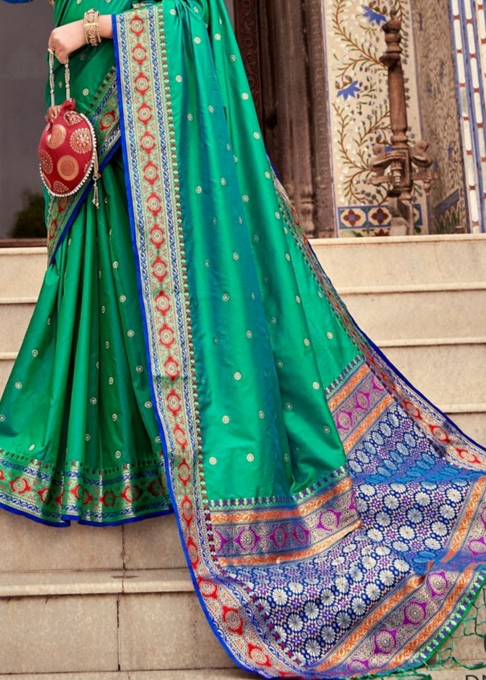 Buy MySilkLove Pine Green Zari Woven Banarasi Saree Online