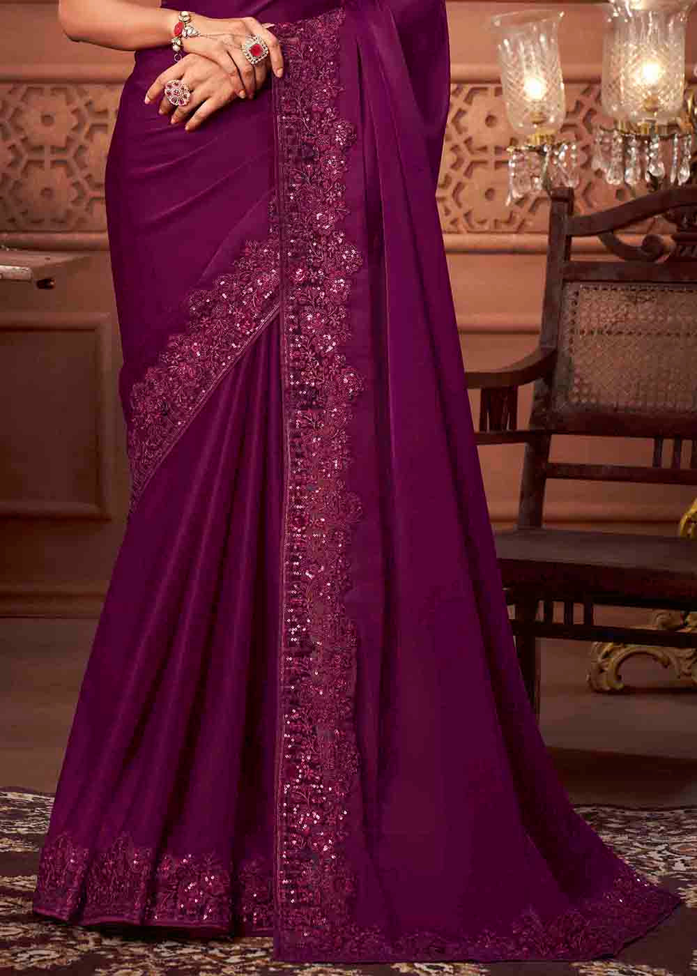 Buy MySilkLove Berry Purple Soft Silk Designer Saree Online