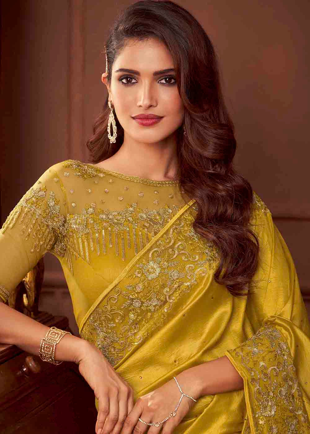 MySilkLove Pale Canary Yellow Designer Silk Saree