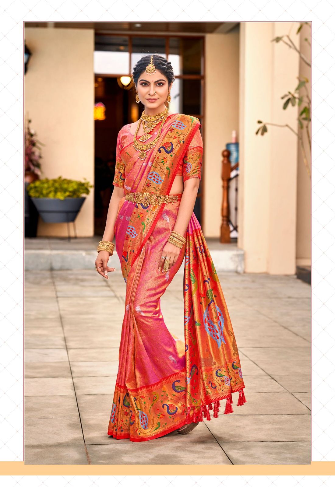 Buy MySilkLove Roman Pink Woven Paithani Silk Saree Online